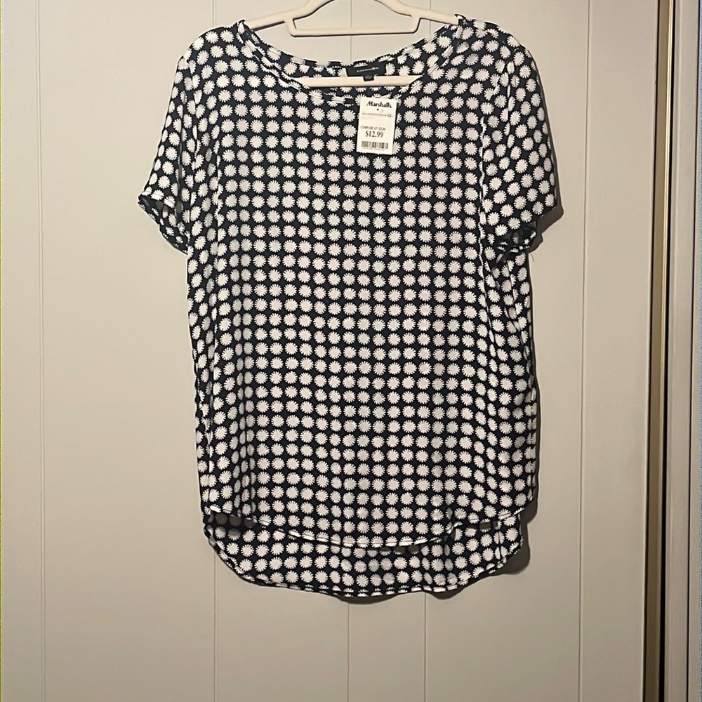 Premise black blouse with white flowers